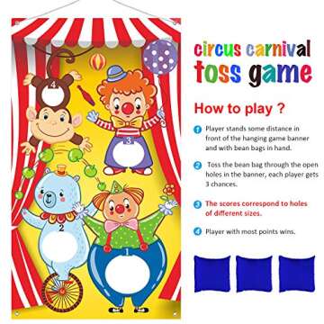 Blulu Carnival Toss Games with 3 Bean Bag, Fun Carnival Game for Kids and Adults Circus Party Activities for Circus Decorations and Supplies(Circus Animal)