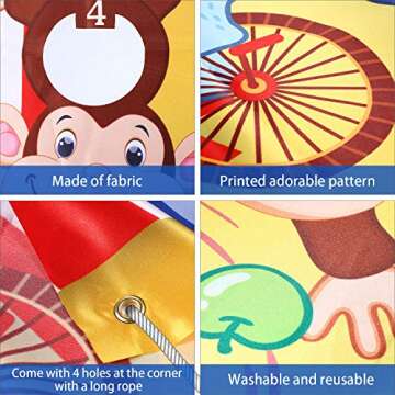 Blulu Carnival Toss Games with 3 Bean Bag, Fun Carnival Game for Kids and Adults Circus Party Activities for Circus Decorations and Supplies(Circus Animal)