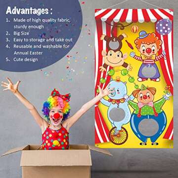 Blulu Carnival Toss Games with 3 Bean Bag, Fun Carnival Game for Kids and Adults Circus Party Activities for Circus Decorations and Supplies(Circus Animal)