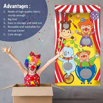 Blulu Carnival Toss Games with 3 Bean Bag, Fun Carnival Game for Kids and Adults Circus Party Activities for Circus Decorations and Supplies(Circus Animal)