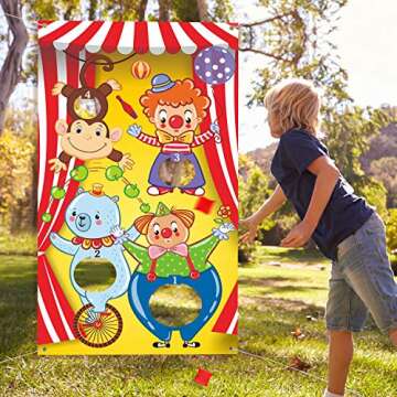 Blulu Carnival Toss Games with 3 Bean Bag, Fun Carnival Game for Kids and Adults Circus Party Activities for Circus Decorations and Supplies(Circus Animal)
