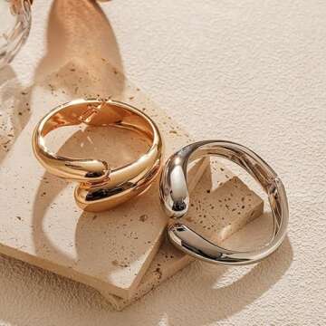 Trendy Gold Bangles for Women - Non Tarnish Cuff Bracelet