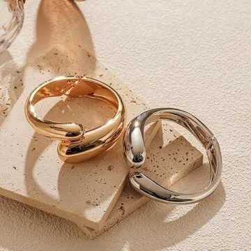 Trendy Gold Bangles for Women - Non Tarnish Cuff Bracelet