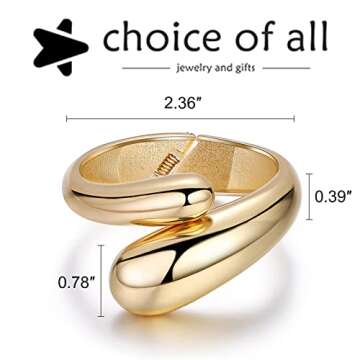 Trendy Gold Bangles for Women - Non Tarnish Cuff Bracelet