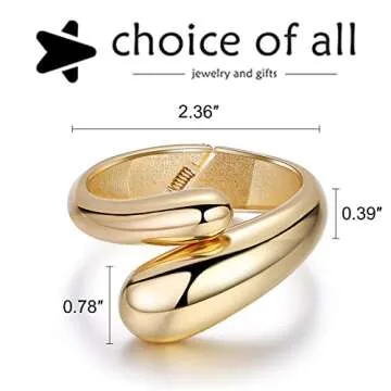 Trendy Gold Bangles for Women - Non Tarnish Cuff Bracelet