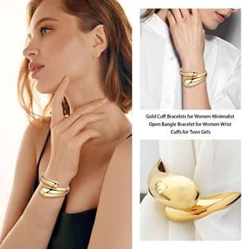 Trendy Gold Bangles for Women - Non Tarnish Cuff Bracelet