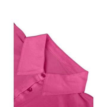 Remidoo Women Long Sleeve Sheer Mesh Top Sexy Button Down Crop Tops Blouse Shirt Hot Pink XX-Large