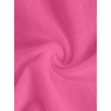 Remidoo Women Long Sleeve Sheer Mesh Top Sexy Button Down Crop Tops Blouse Shirt Hot Pink XX-Large