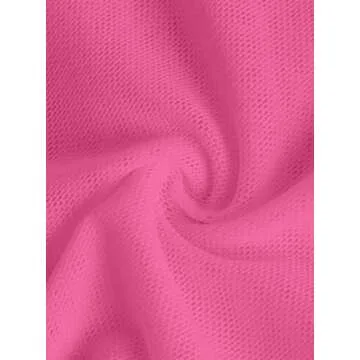 Remidoo Women Long Sleeve Sheer Mesh Top Sexy Button Down Crop Tops Blouse Shirt Hot Pink XX-Large