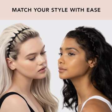 Kitsch Zig Zag Headbands, Recycled Plastic Wavy Hair Band with Teeth, Headband for Women and Men, Classic 90s Hair Accessories, 2pcs (Black and Brown)