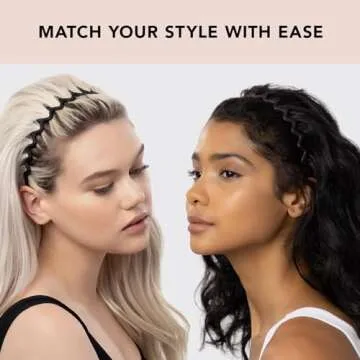 Kitsch Zig Zag Headbands, Recycled Plastic Wavy Hair Band with Teeth, Headband for Women and Men, Classic 90s Hair Accessories, 2pcs (Black and Brown)