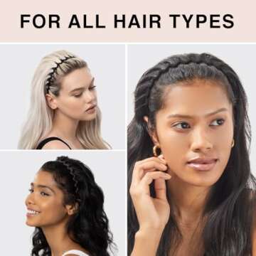 Kitsch Zig Zag Headbands, Recycled Plastic Wavy Hair Band with Teeth, Headband for Women and Men, Classic 90s Hair Accessories, 2pcs (Black and Brown)