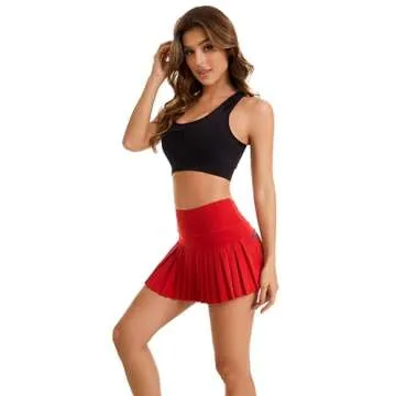 Tennis Skirts for Women with Pockets High Waist Athletic Shorts Pleated Sports Golf Skorts Medium Red