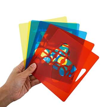 Peohud 36 Pieces Stencils for Kids, 6 x 5.6 Inch Drawing Chalk Stencils, Colorful Painting Stencil Templates in Different Shape for Children to Learn Painting