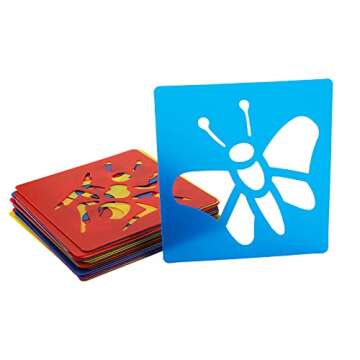 Peohud 36 Pieces Stencils for Kids, 6 x 5.6 Inch Drawing Chalk Stencils, Colorful Painting Stencil Templates in Different Shape for Children to Learn Painting