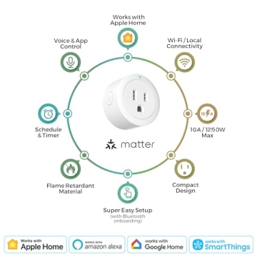 Amysen Matter Smart Plug for Smart Home Control