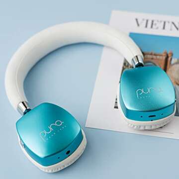 Puro Sound Labs PuroQuiets Volume Limited On-Ear Active Noise Cancelling Bluetooth Headphones – Lightweight Headphones for Kids with Built-in Microphone – Safer Sound Studio-Grade Quality (Teal)