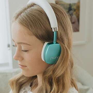 Puro Sound Labs PuroQuiets Volume Limited On-Ear Active Noise Cancelling Bluetooth Headphones – Lightweight Headphones for Kids with Built-in Microphone – Safer Sound Studio-Grade Quality (Teal)
