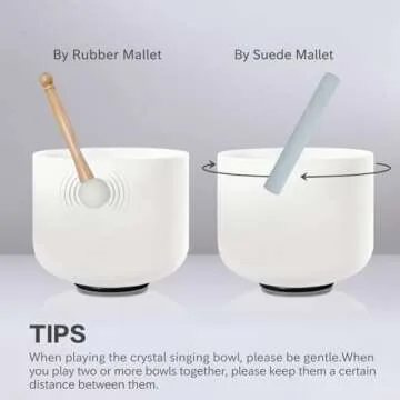 CVNC 432HZ 7-12 Inch Set of 7 Pcs Frosted Quartz Crystal Singing Bowls Set with 2 Pcs Carry Case Bags for Sound Healing Meditation