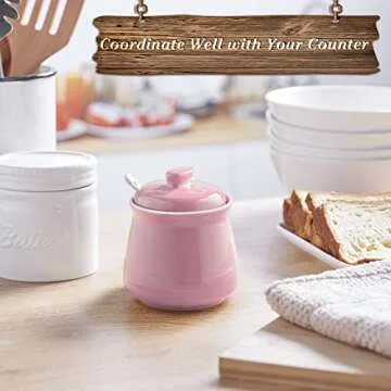 DAYYET 12 oz Ceramic Sugar Bowl with Lid and Spoon