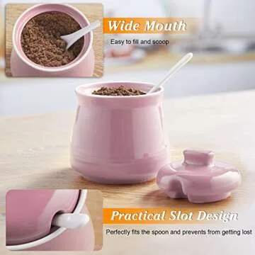 DAYYET 12 oz Ceramic Sugar Bowl with Lid and Spoon