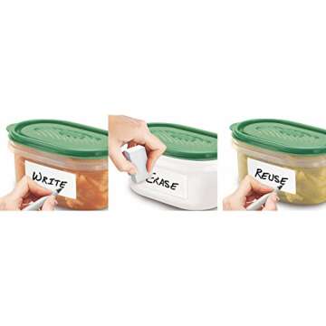 Erasable Food Labels 2-Pack Starter Kits With Pen & Erasers, Reusable Label Multi-Color, Freezer, Microwave & Dishwasher Safe Kitchen Tool for All-Purpose Meal Organization by Jokari