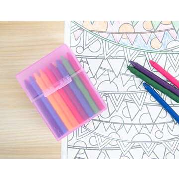 It's Academic Crayon Box with Hinged Lid and Snap Closure, Clear, Purple, and Green Plastic, 16-Pack (Colors May Vary)