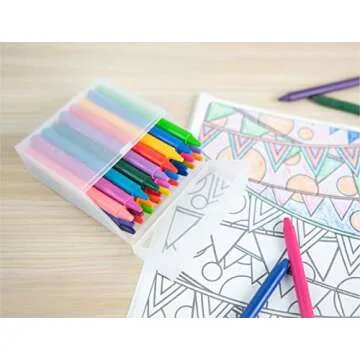 It's Academic Crayon Box with Hinged Lid and Snap Closure, Clear, Purple, and Green Plastic, 16-Pack (Colors May Vary)