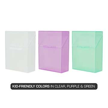 It's Academic Crayon Box with Hinged Lid and Snap Closure, Clear, Purple, and Green Plastic, 16-Pack (Colors May Vary)