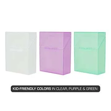 It's Academic Crayon Box with Hinged Lid and Snap Closure, Clear, Purple, and Green Plastic, 16-Pack (Colors May Vary)