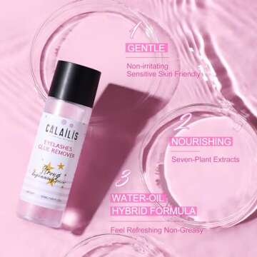 Eyelash Extension Remover, CALAILIS Eyelash Glue Remover Eyelash Adhesive Remover Gentle Non-Irritat...