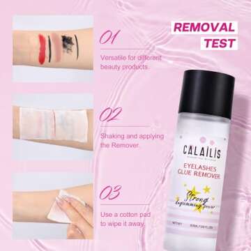 Eyelash Extension Remover, CALAILIS Eyelash Glue Remover Eyelash Adhesive Remover Gentle Non-Irritating Eyelash Remover for Lash Extensions Sensitive Eyes，Water&Oil, 50ml