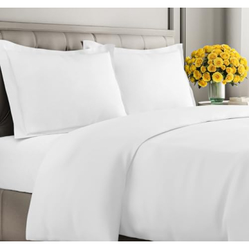 Luxury White Duvet Cover Set - Extra Soft Queen 90"x90" w/ Pillow Shams