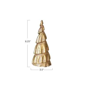 Creative Co-Op Carved Mango Wood Tree, Rubbed Gold Foil Finish