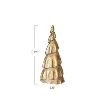 Creative Co-Op Carved Mango Wood Tree, Rubbed Gold Foil Finish
