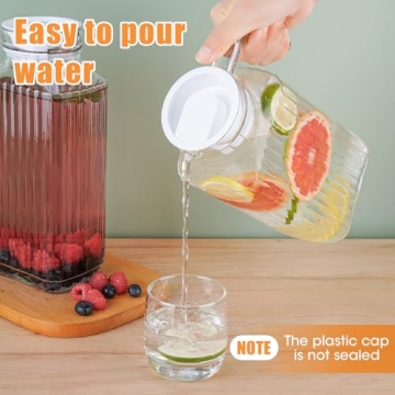 NiHome 62oz Glass Pitchers Set with Lids & Brush