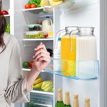 NiHome 62oz Glass Pitchers Set with Lids & Brush