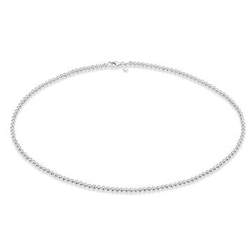 Miabella Italian 925 Sterling Silver Handmade 3mm Bead Ball Strand Chain Necklace for Women, Made in Italy (Length 20 Inch)