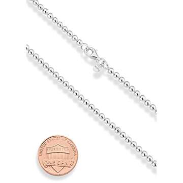 Miabella Italian 925 Sterling Silver Handmade 3mm Bead Ball Strand Chain Necklace for Women, Made in Italy (Length 20 Inch)