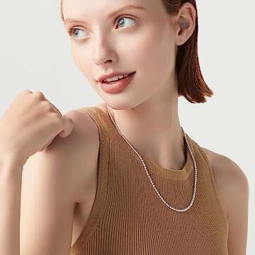 Miabella Italian 925 Sterling Silver Handmade 3mm Bead Ball Strand Chain Necklace for Women, Made in Italy (Length 20 Inch)