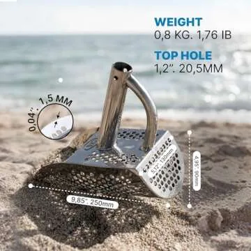 CKG Sand Scoops for Beach Metal Detecting Stainless Steel Beach Metal Detecting Shovel Underwater Treasure Hunting, Metal Detector Accessories(Bag + Scoop + Carbon Fiber Handle), (Diving + Handle)