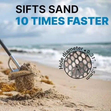 CKG Sand Scoops for Beach Metal Detecting Stainless Steel Beach Metal Detecting Shovel Underwater Treasure Hunting, Metal Detector Accessories(Bag + Scoop + Carbon Fiber Handle), (Diving + Handle)
