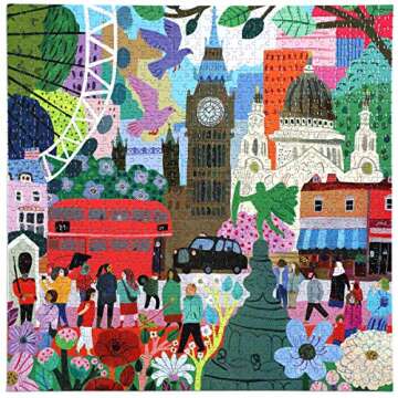 eeBoo: Piece and Love London Life 1000 Piece Square Adult Jigsaw Puzzle, Puzzle for Adults and Families, Glossy, Sturdy Pieces and Minimal Puzzle Dust