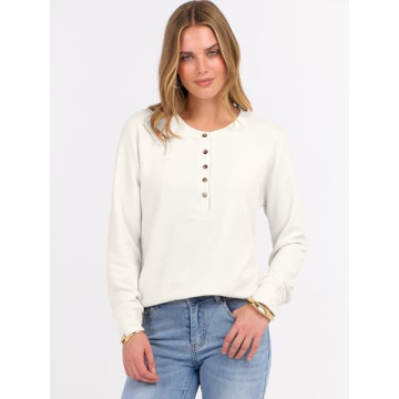 Stylish Waffle Knit Henley Top for Women