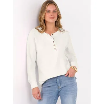 Stylish Waffle Knit Henley Top for Women