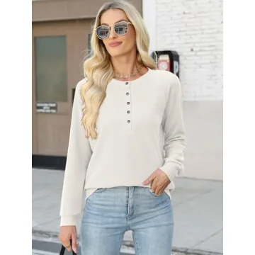 Stylish Waffle Knit Henley Top for Women