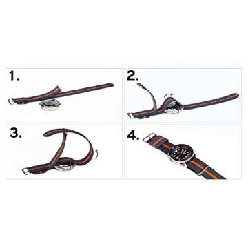 BARTON WATCH BANDS 22mm Black/Smoke (Bond) Standard Length Ballistic Nylon NATO® Style Straps