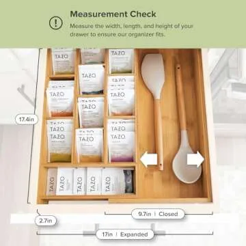 KitchenEdge Bamboo Drawer Organizer for Tea and Coffee