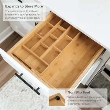 KitchenEdge Bamboo Drawer Organizer for Tea and Coffee