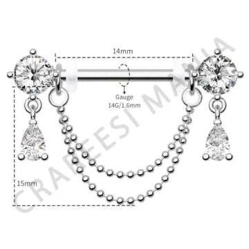 CM Crareesi Double Chain Nipple Rings for All